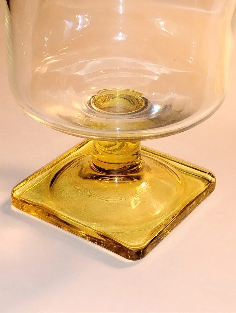 VTG Mid Century Federal Glass Nordic Topaz Square Base Glasses - Set of 4 Mixed